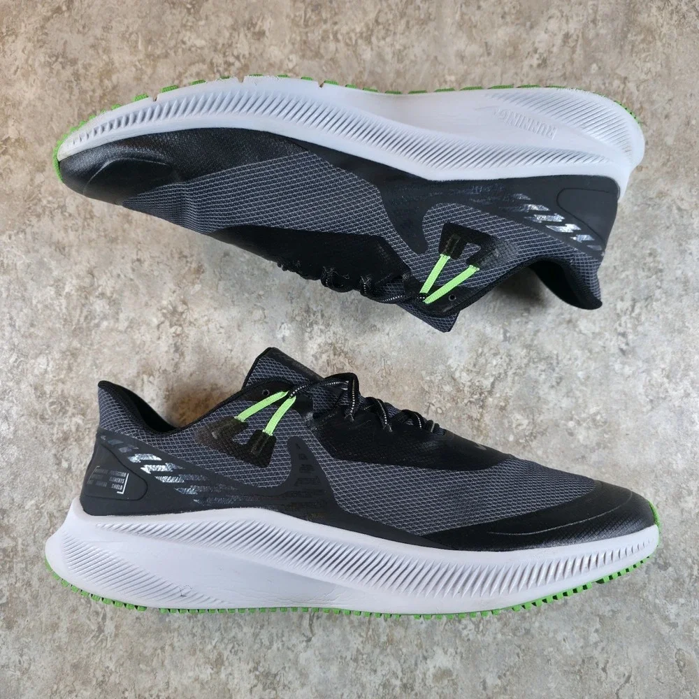Nike Quest 3 Shield Mens Size 14 Black Obsidian‎ Mist Poison Green CQ8894-010